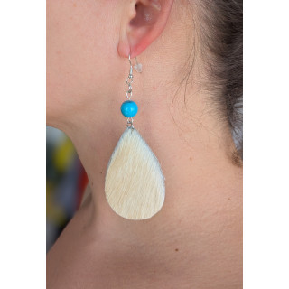 Goutte cuir poils beige